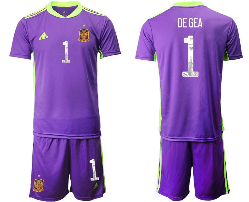 Men 2021 World Cup National Spain purple goalkeeper #1 Soccer Jerseys